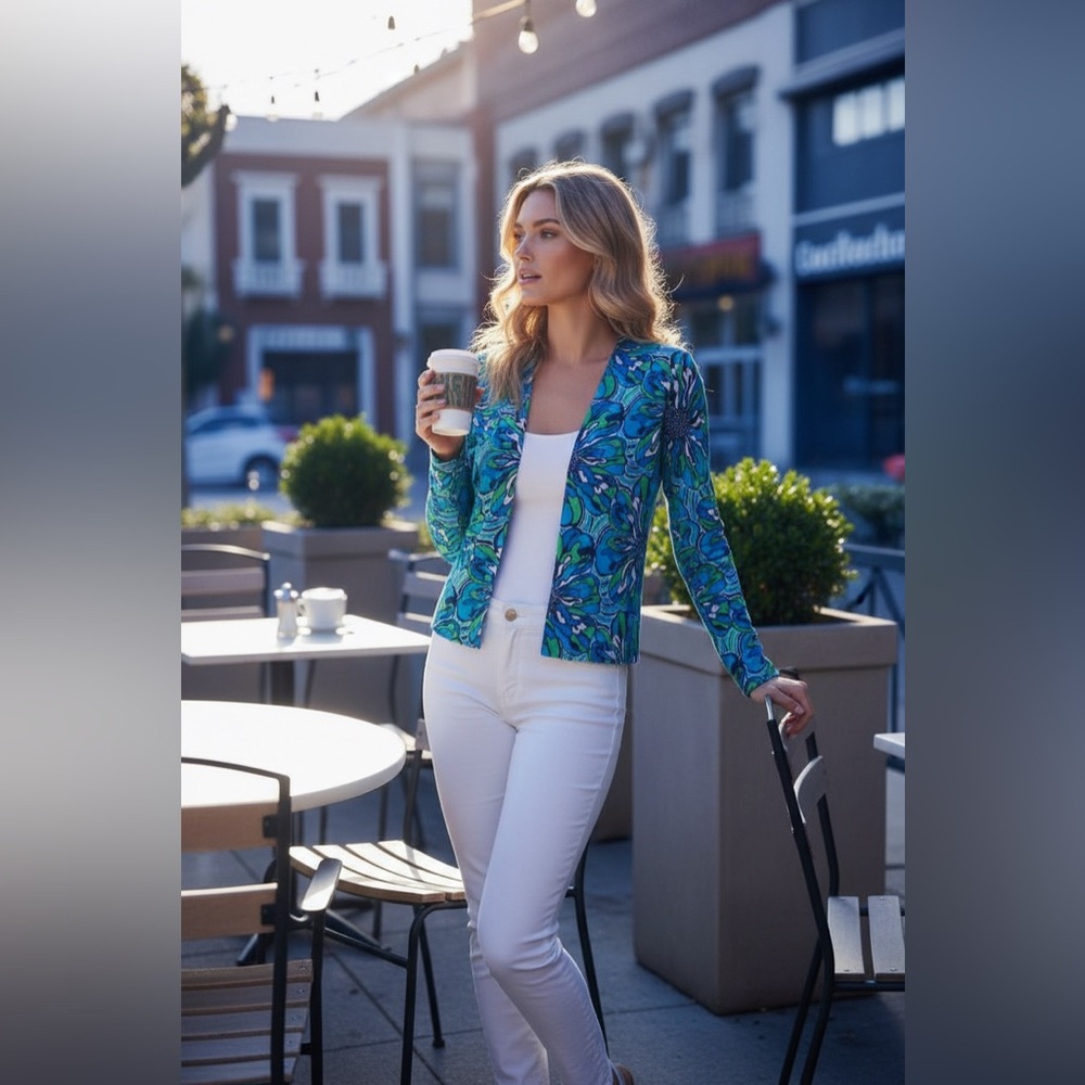 Lilly Pulitzer Blue and Green Cardigan